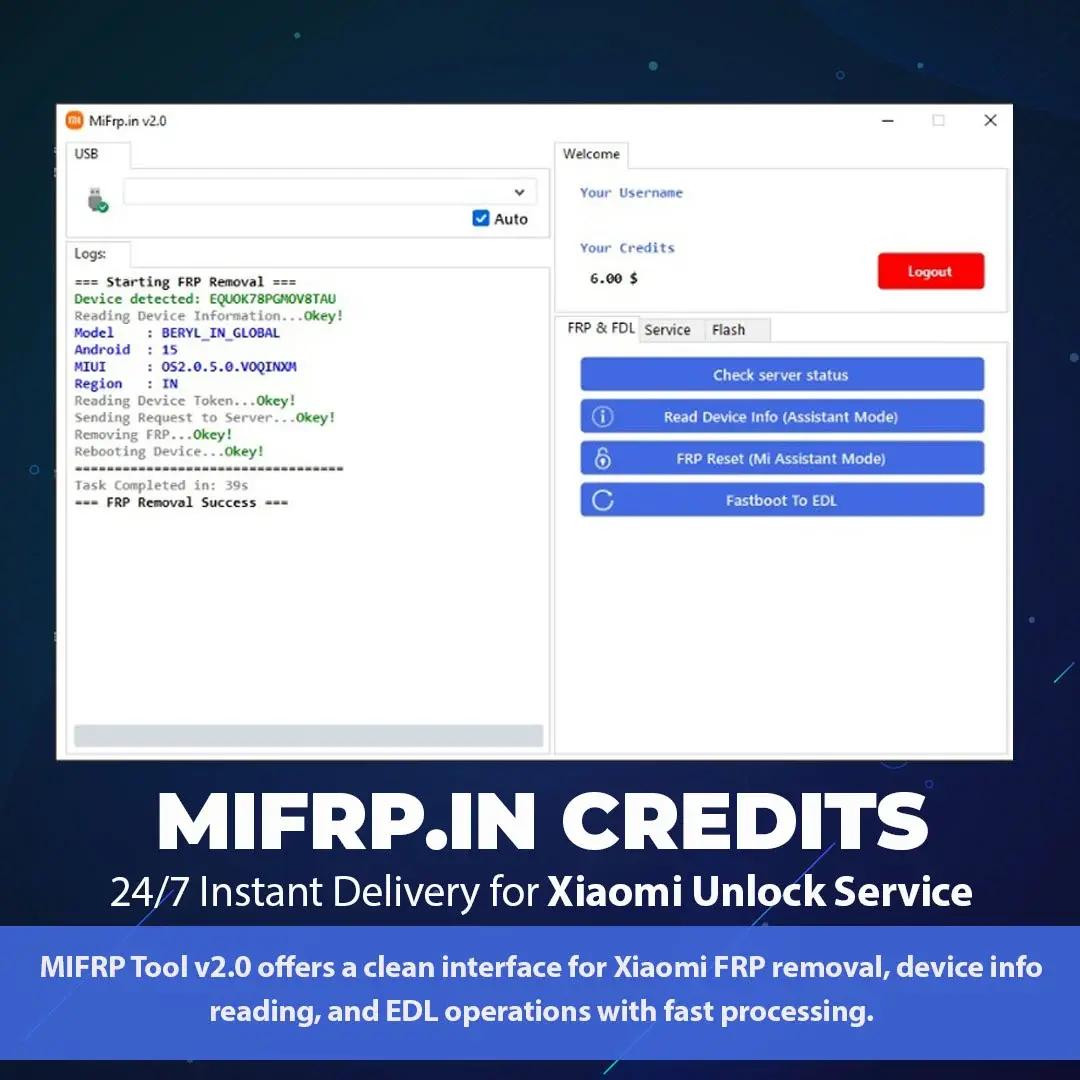 Mi FRP (MiFRP.in) Credits – Xiaomi Service Credits | 24/7 Instant Delivery